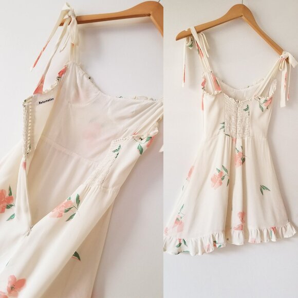 Reformation Christine Ruffle Mini Dress in Lady 0 Rare Romantic Coquette $218 - Picture 13 of 16